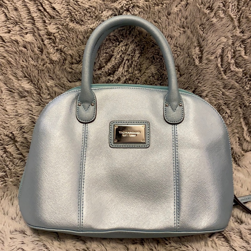 Tignanello Saffiano Leather Icey Blue Satchel Bag